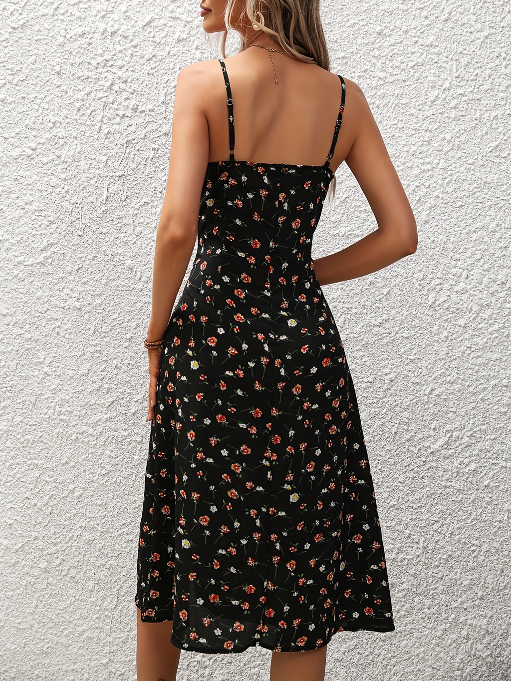 Polka Dot Print Suspender Summer Dress
