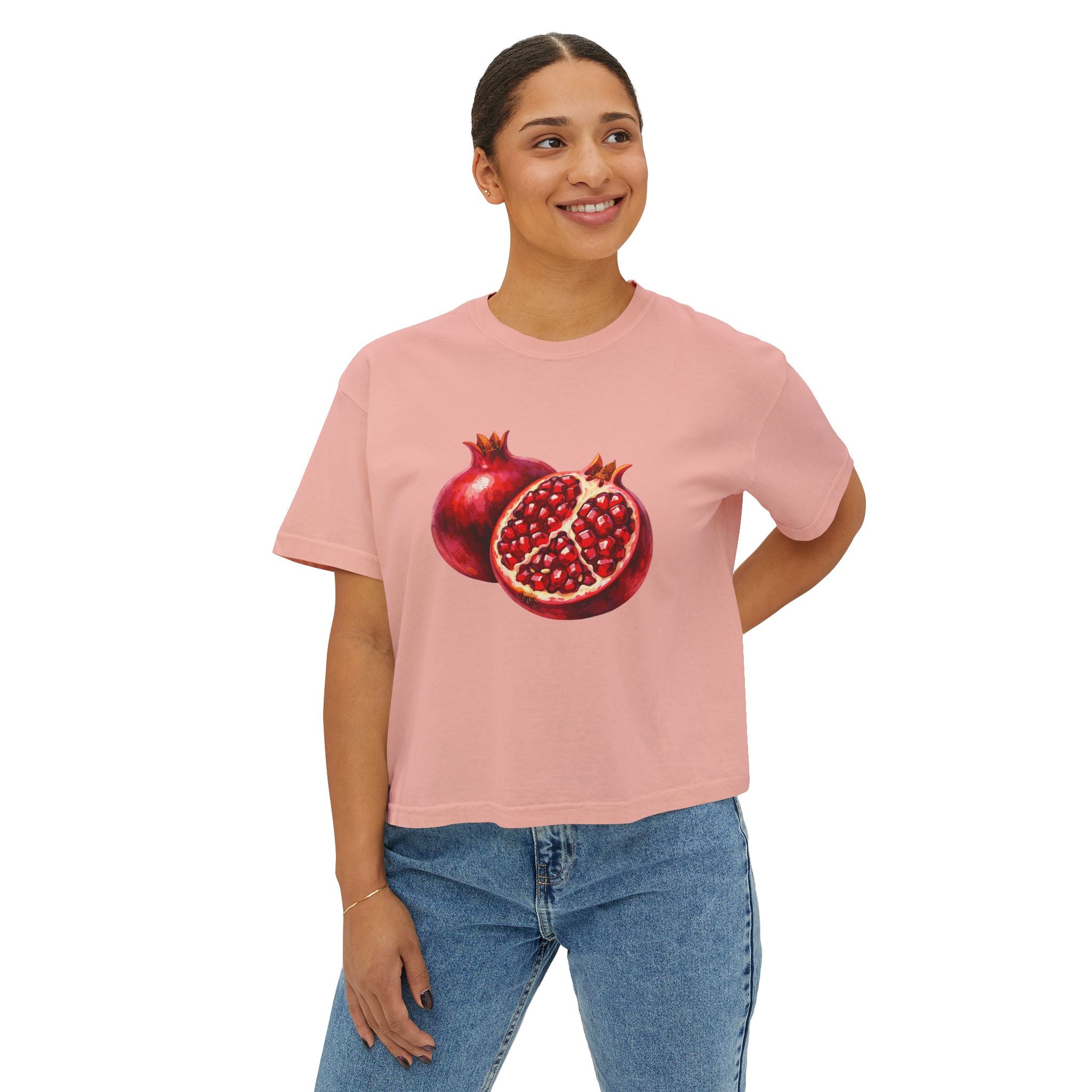 Pomegranate Watercolor Women's Boxy Tee