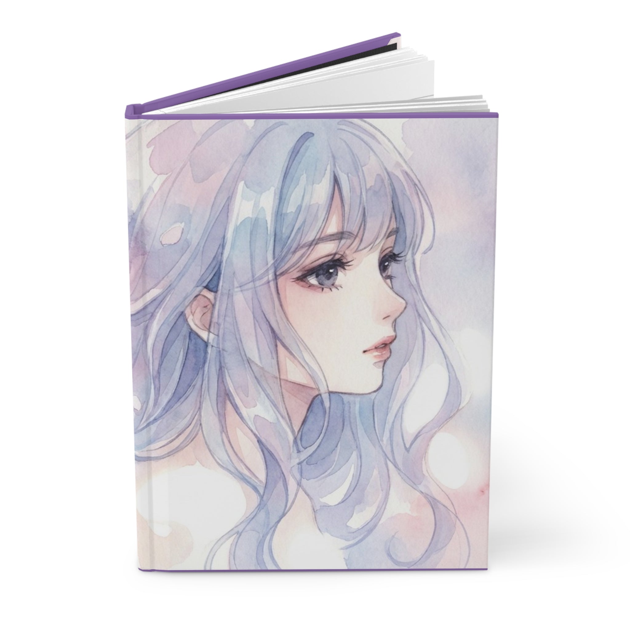 Blossom Watercolor Anime Dream Girl Hardcover Journal