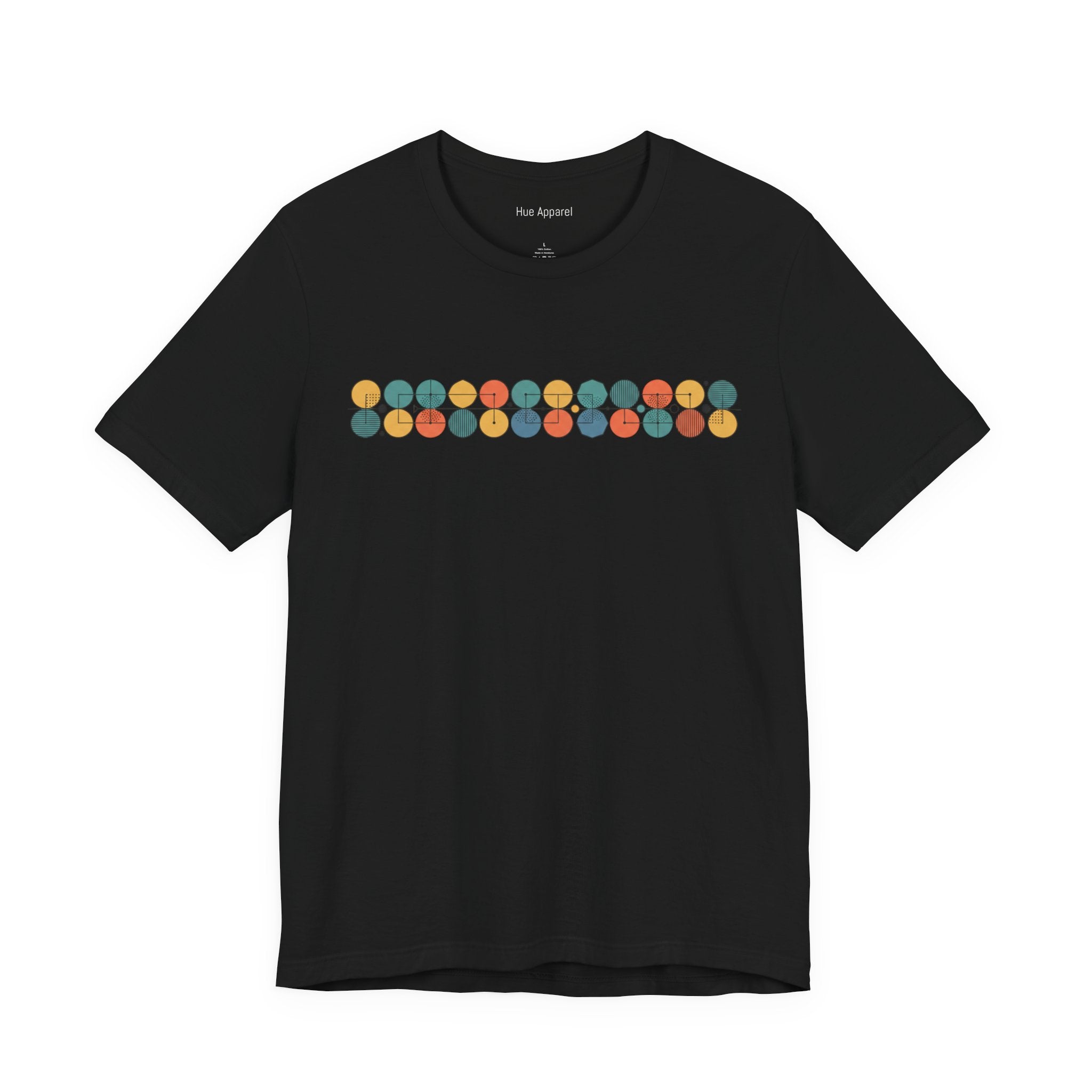 Mid-Century Geometric Stripe T-Shirt — Retro Colorful Circle Pattern unisex