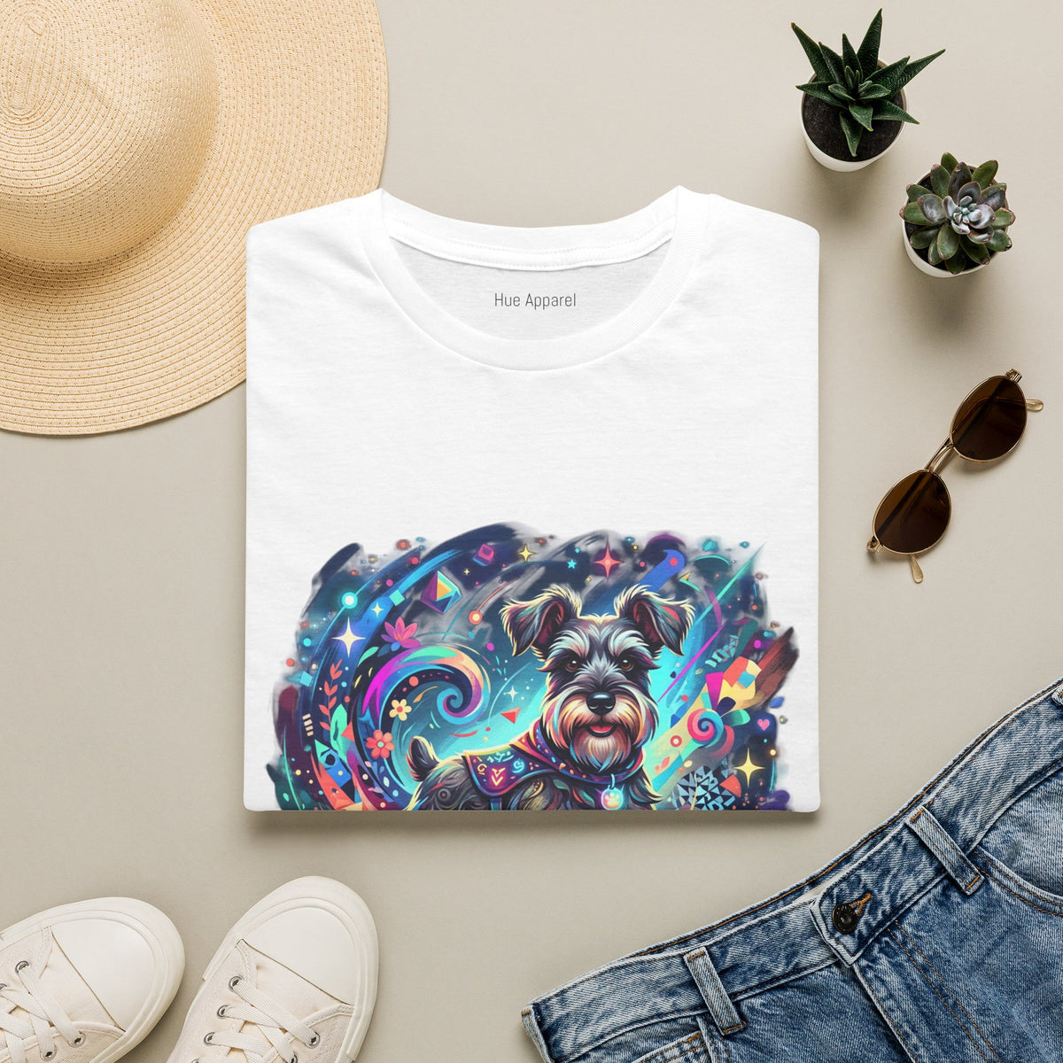 Mystical Schnauzer T-Shirt — Colorful Cosmic Dog Art Tee