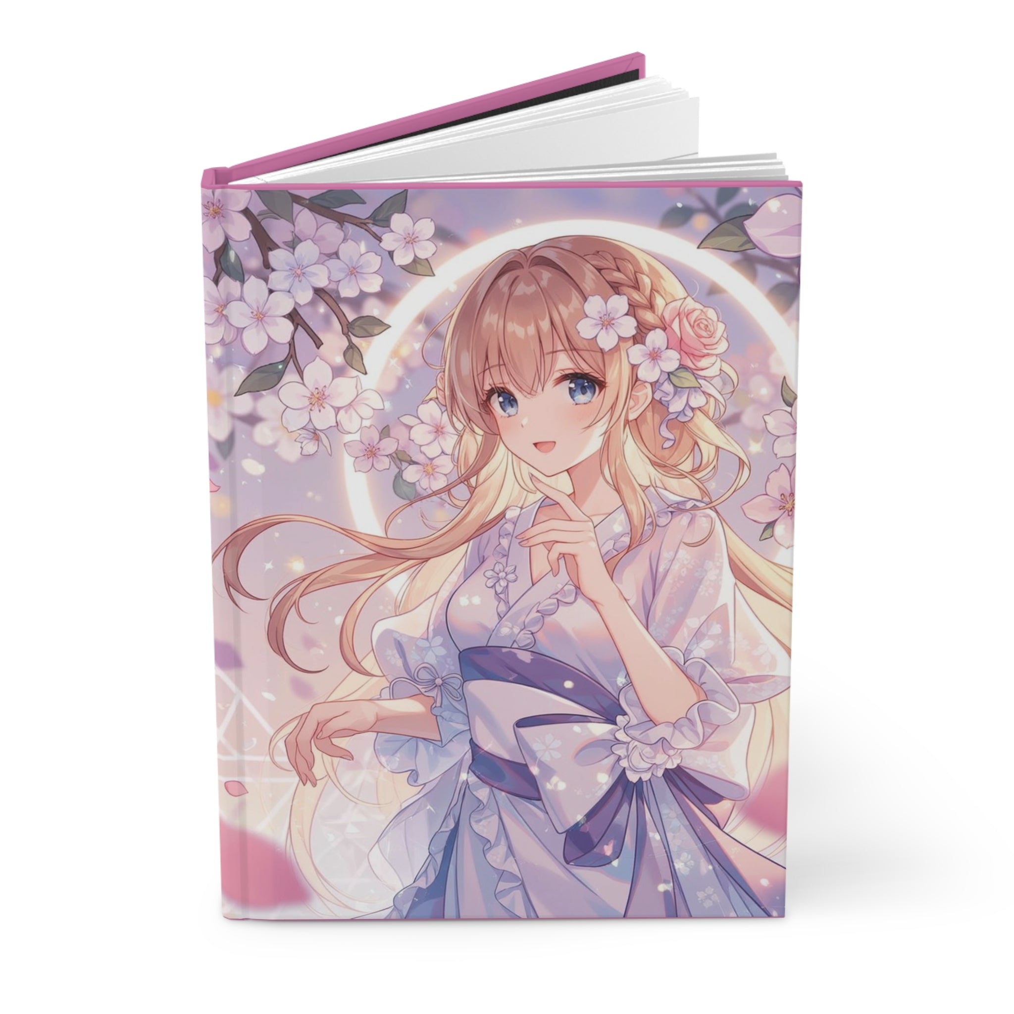 Cherry Blossom Anime Girl Hardcover Journal