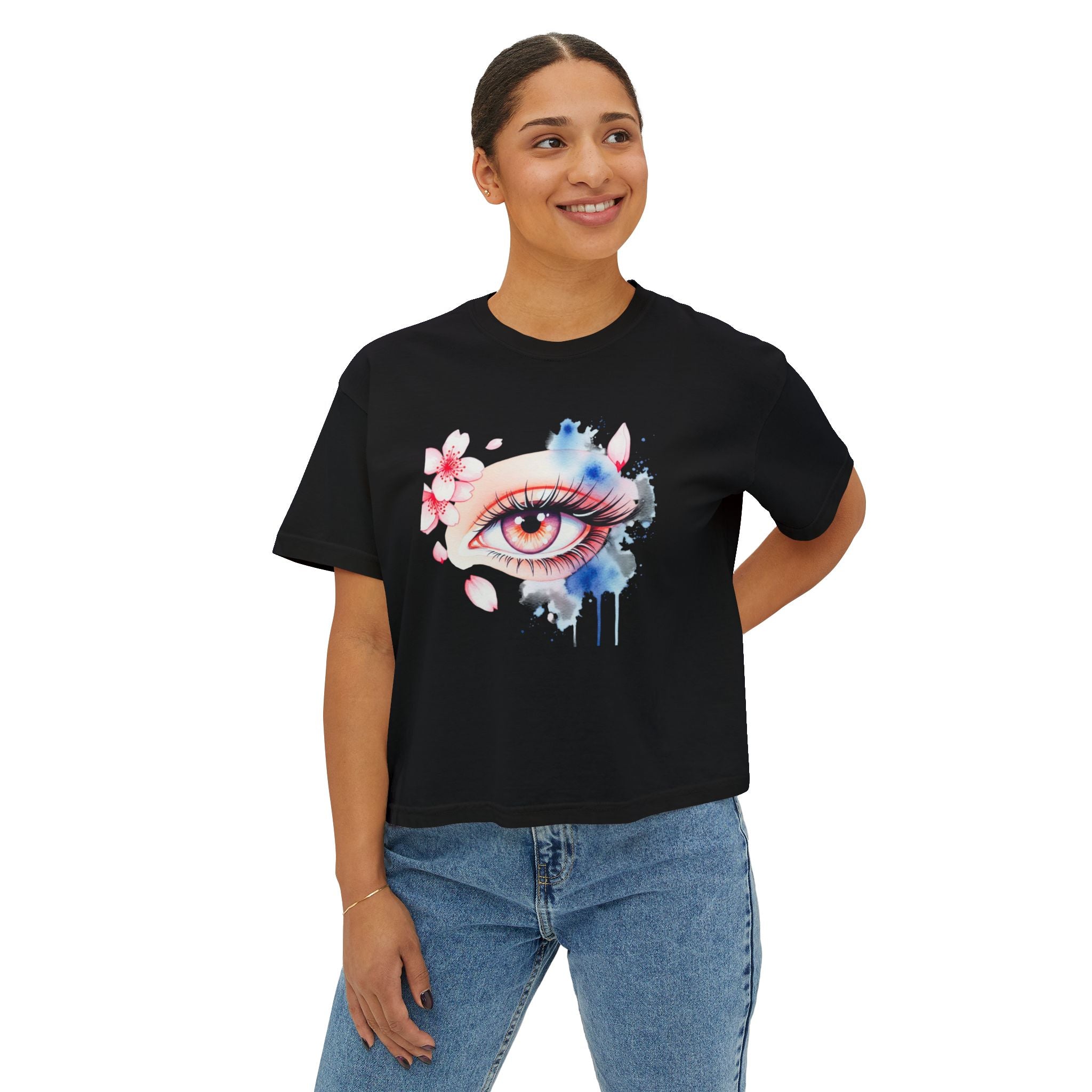 Dream Gaze Women's Boxy Tee — Relaxed Graphic Tee with Dreamy Design