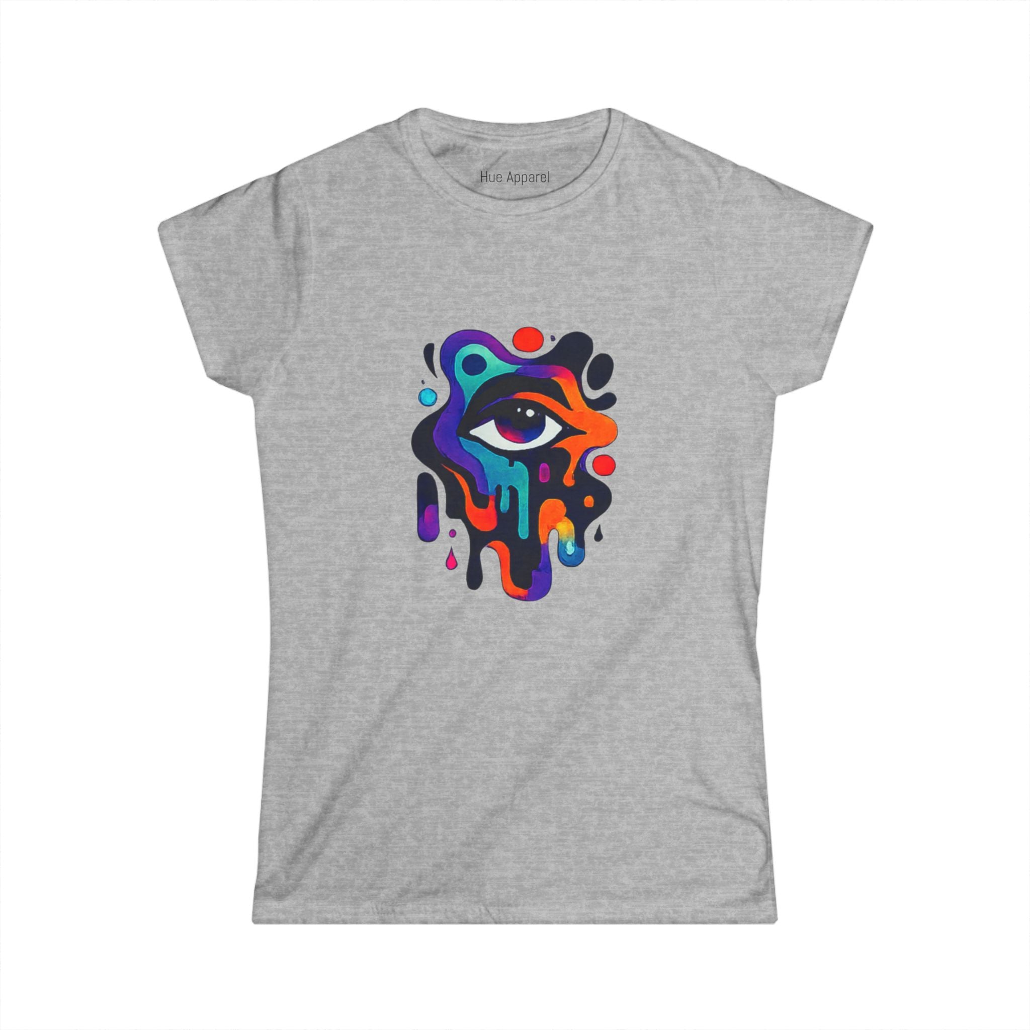 T-shirt femme œil abstrait peinture dégoulinante