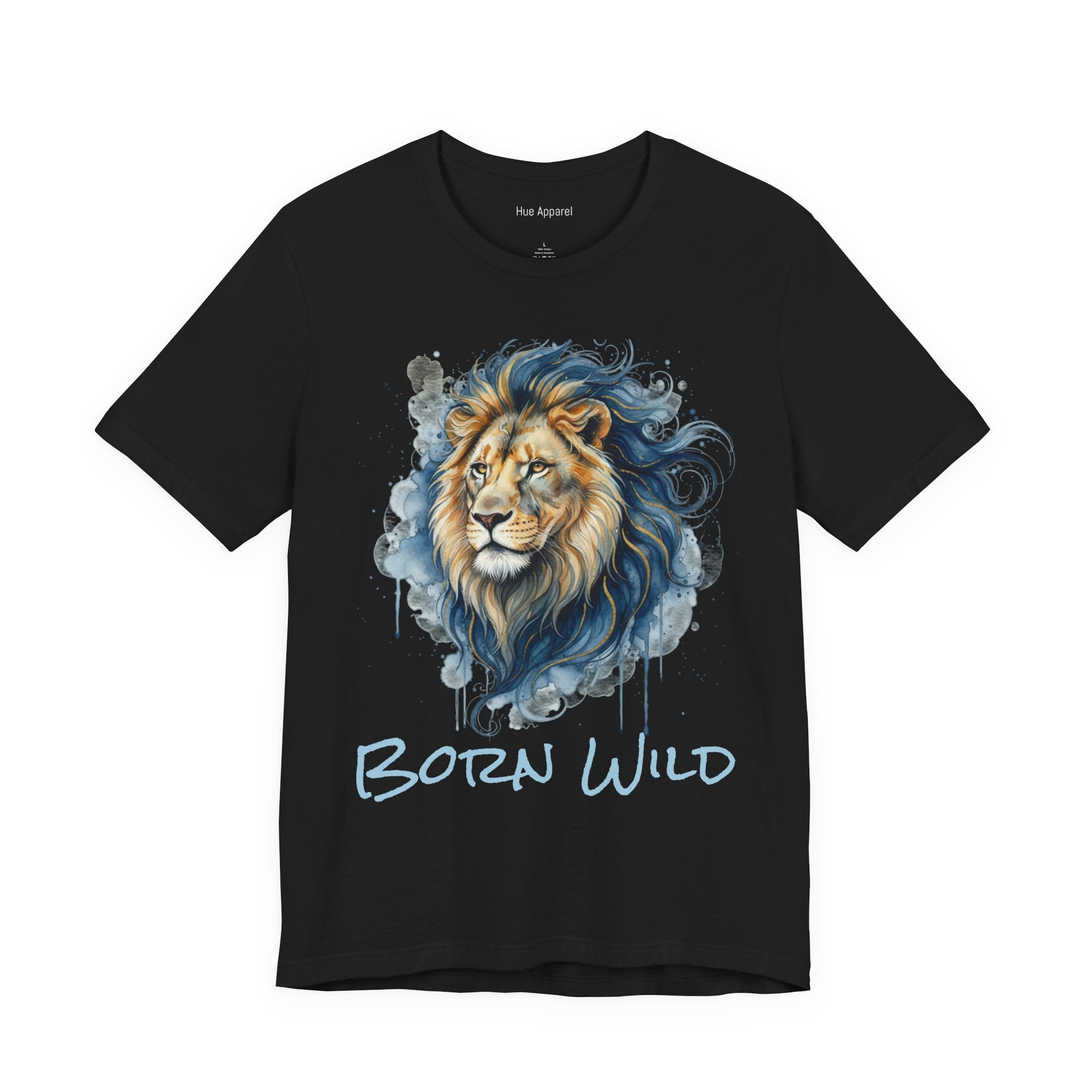 Blue Watercolor Lion T-Shirt — Smoky Wildlife Art Tee