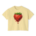 Strawberry Drip Graphic Boxy Tee — Juicy Strawberry Paint Design