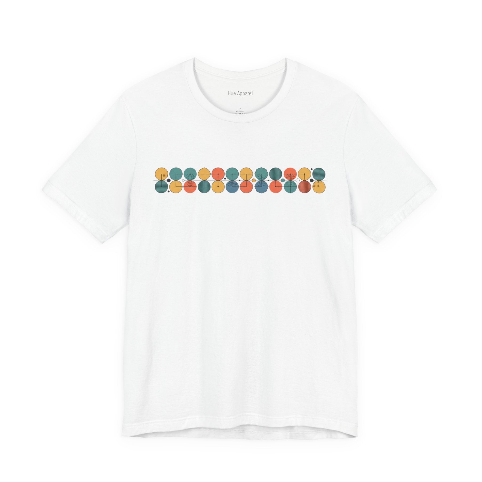 Mid-Century Geometric Stripe T-Shirt — Retro Colorful Circle Pattern unisex