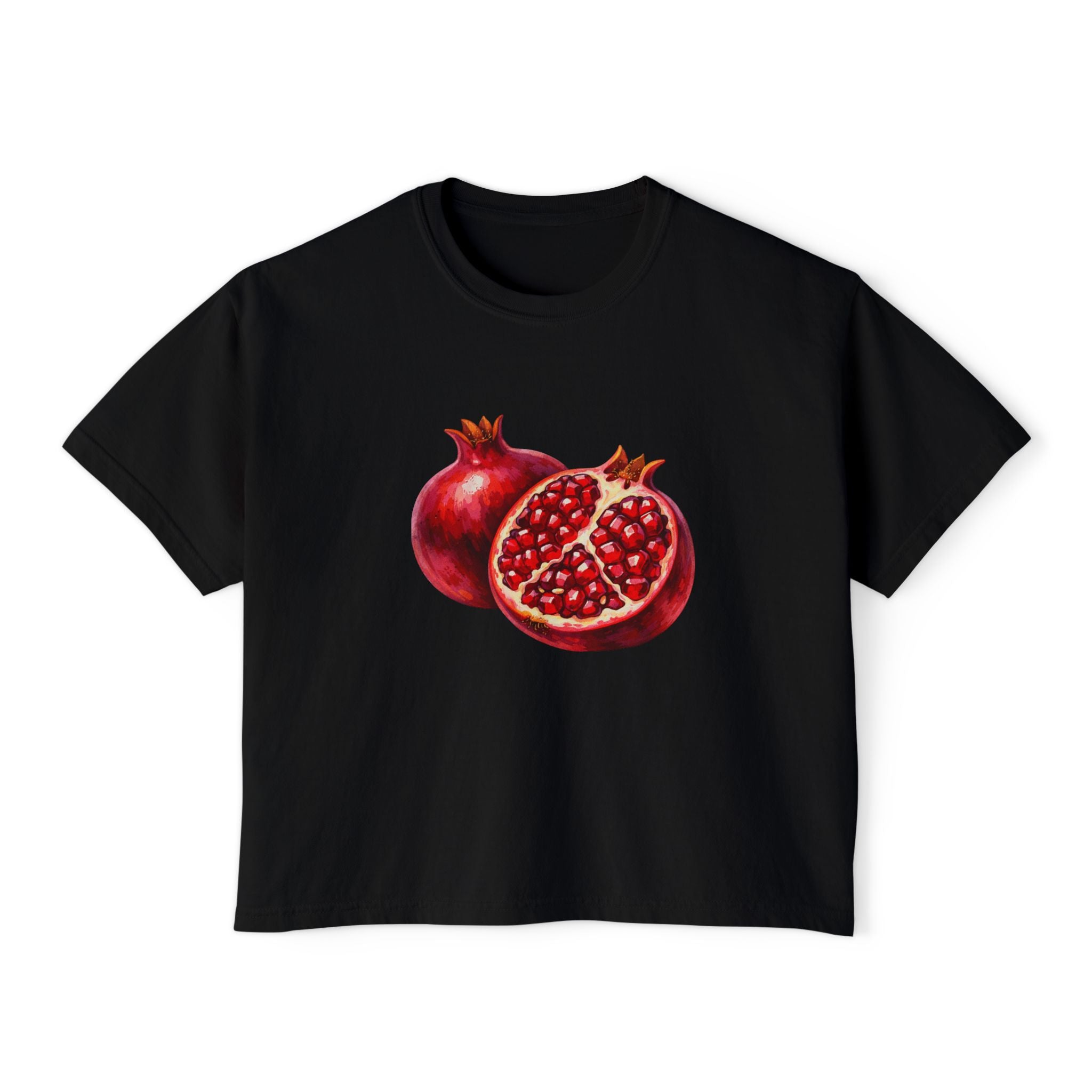Pomegranate Watercolor Women's Boxy Tee