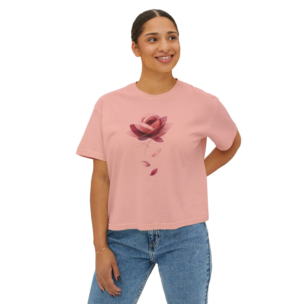 T-shirt ample Rose abstrait pour femme