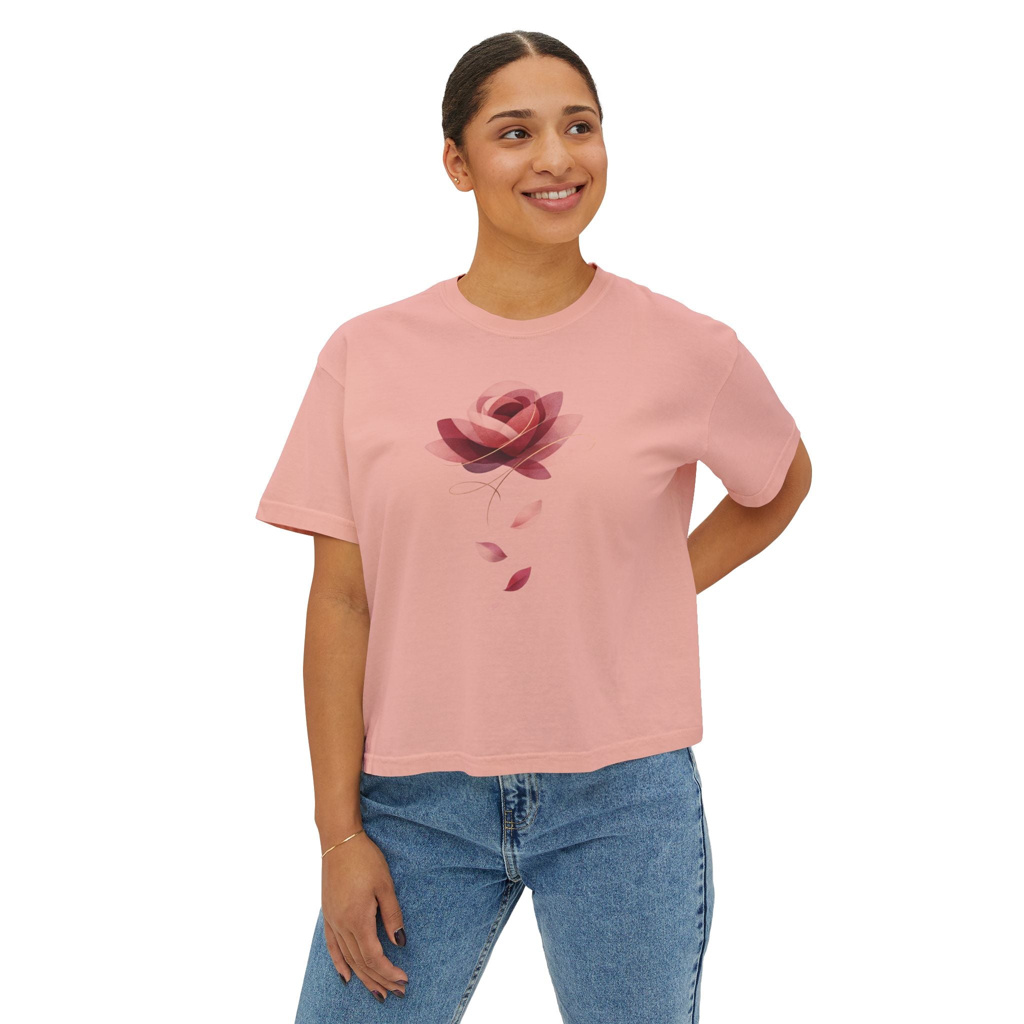 T-shirt ample Rose abstrait pour femme