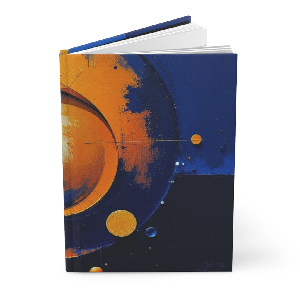 Abstract Planetary Hardcover Journal — Blue & Orange Space Art Notebook