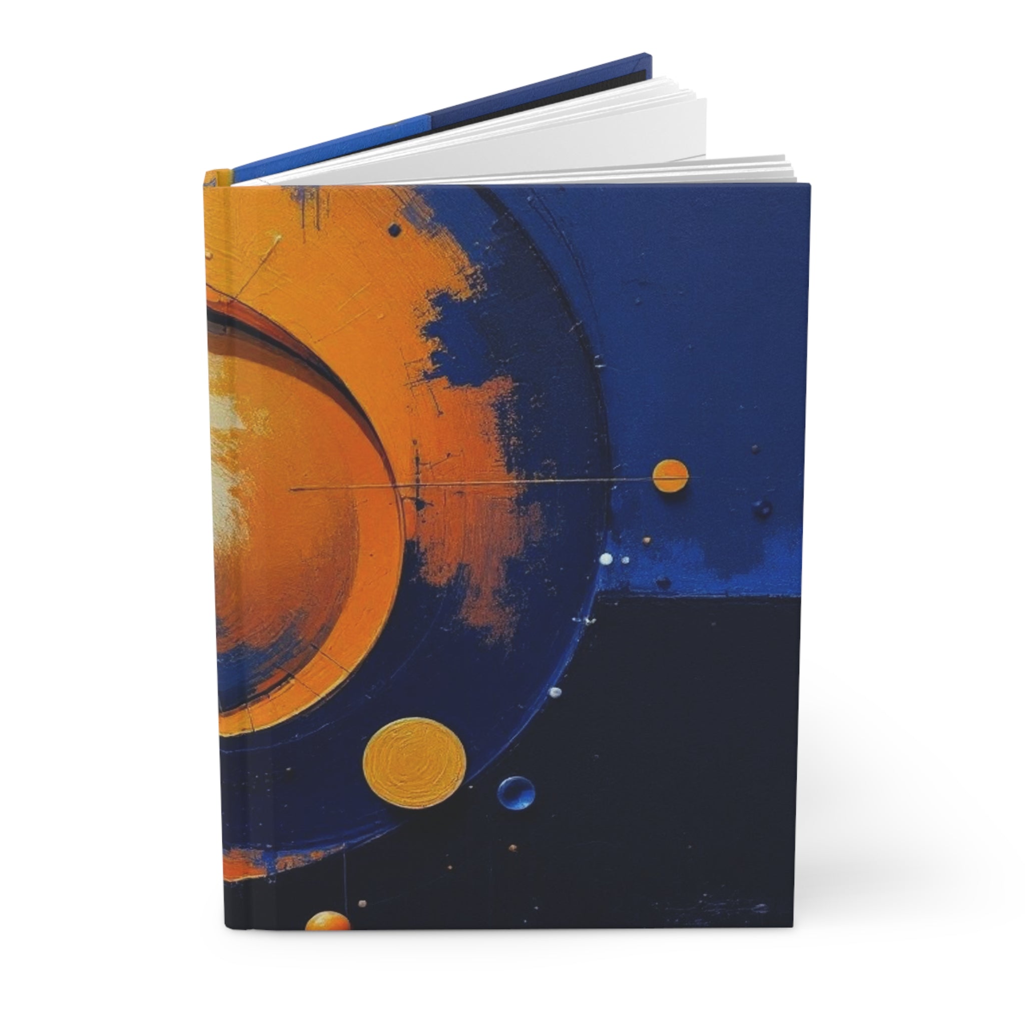 Journal grand format cartonné - Art abstrait planétaire (bleu et orange)