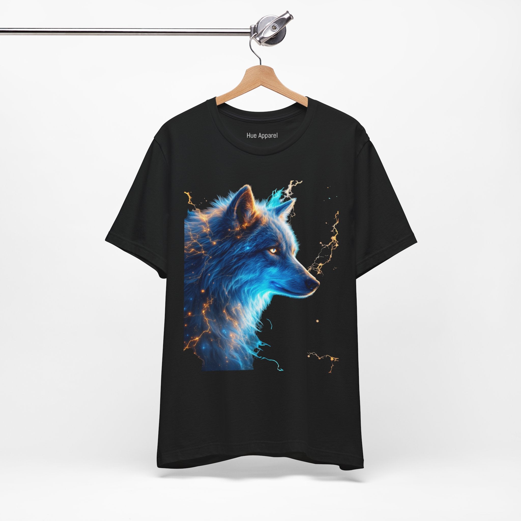 Blue Mystic Wolf T-Shirt — Glowing Wolf Portrait Tee