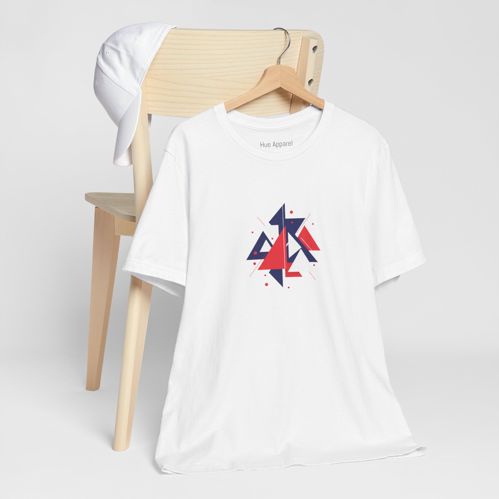 Red & Blue Geometric Tee — Modern Minimalist T-Shirt Unisex