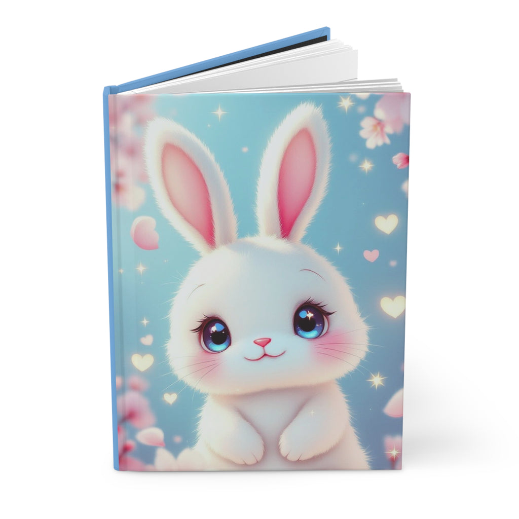White Baby Rabbit Hardcover Journal — Matte Soft-Covered Notebook for Notes & Journaling