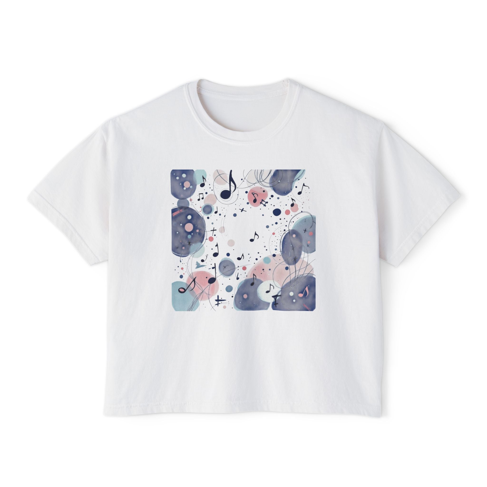 Abstract Watercolor Music Notes Boxy Tee