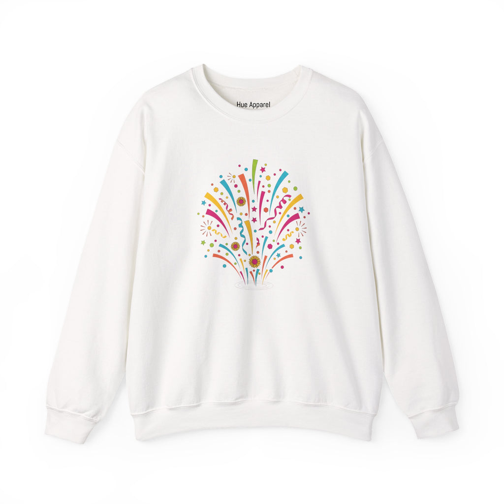 Confetti Fireworks Sweatshirt — Celebration Party Graphic