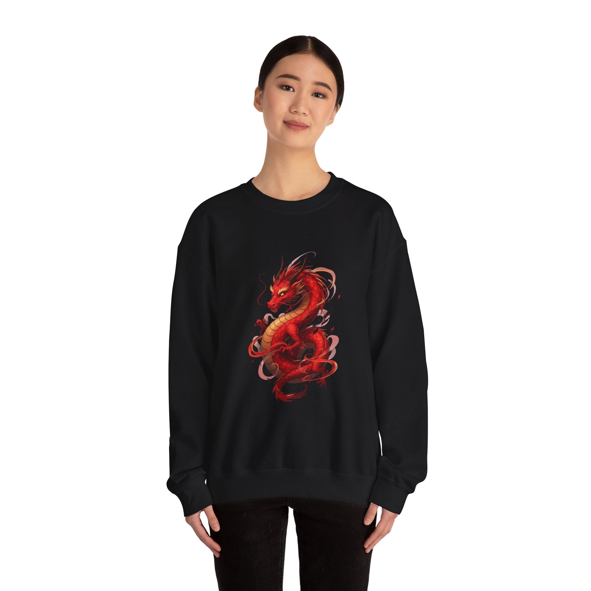 Red Dragon Crewneck Sweatshirt — Mythic Red Dragon Graphic