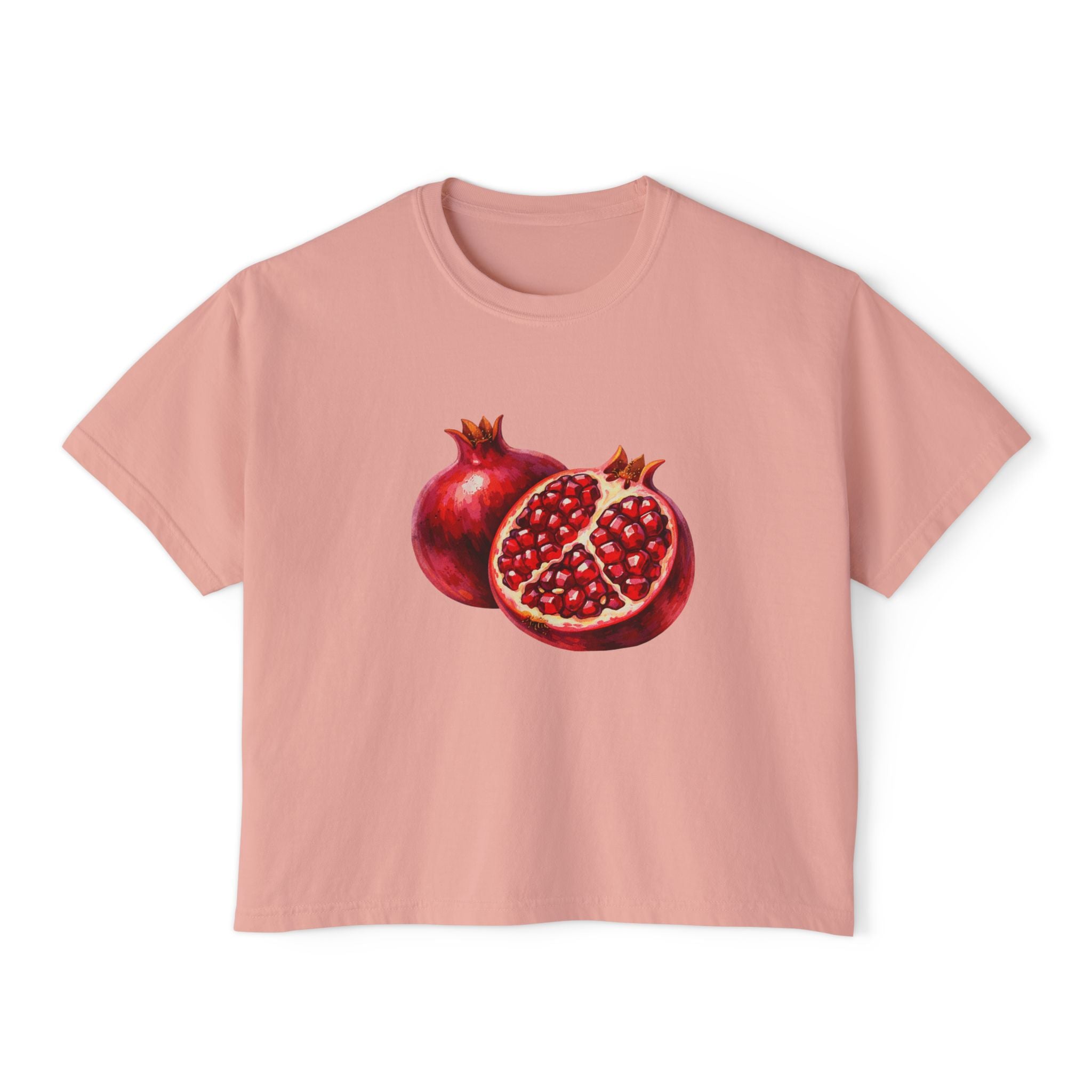 Pomegranate Watercolor Women's Boxy Tee