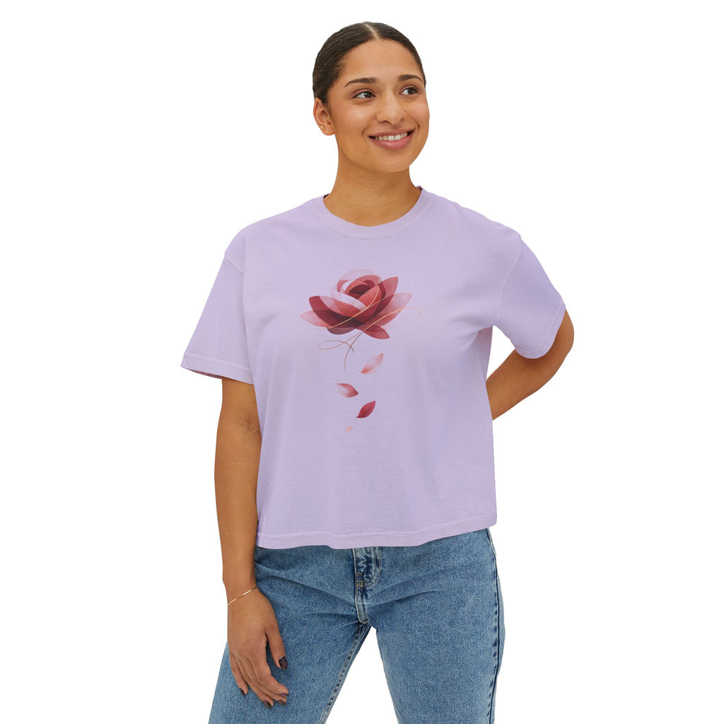 T-shirt ample Rose abstrait pour femme