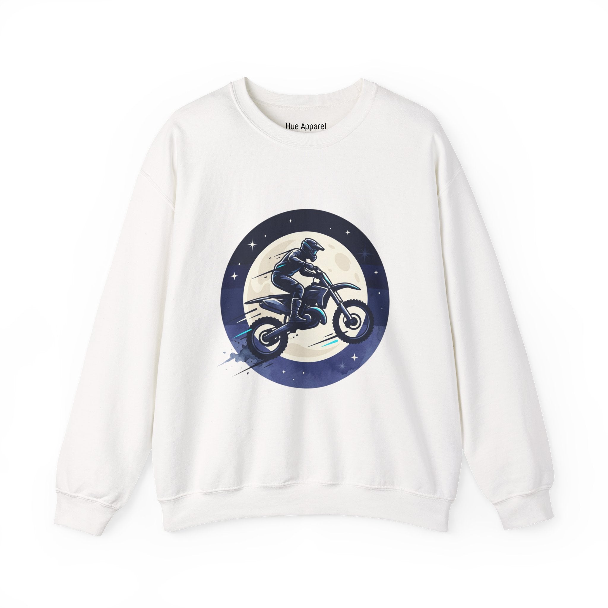 Motorcycle Moon Crewneck Sweatshirt – Night Rider Dirt Bike Graphic