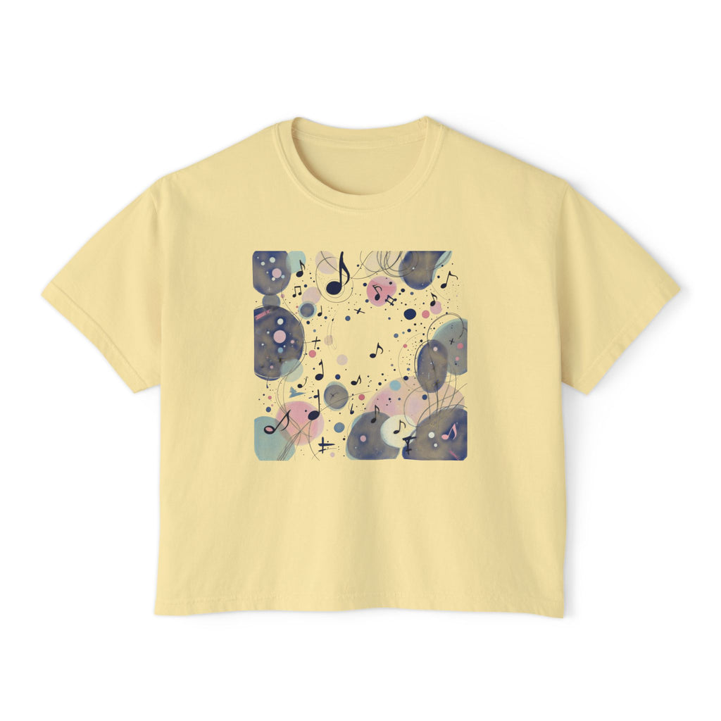 Abstract Watercolor Music Notes Boxy Tee