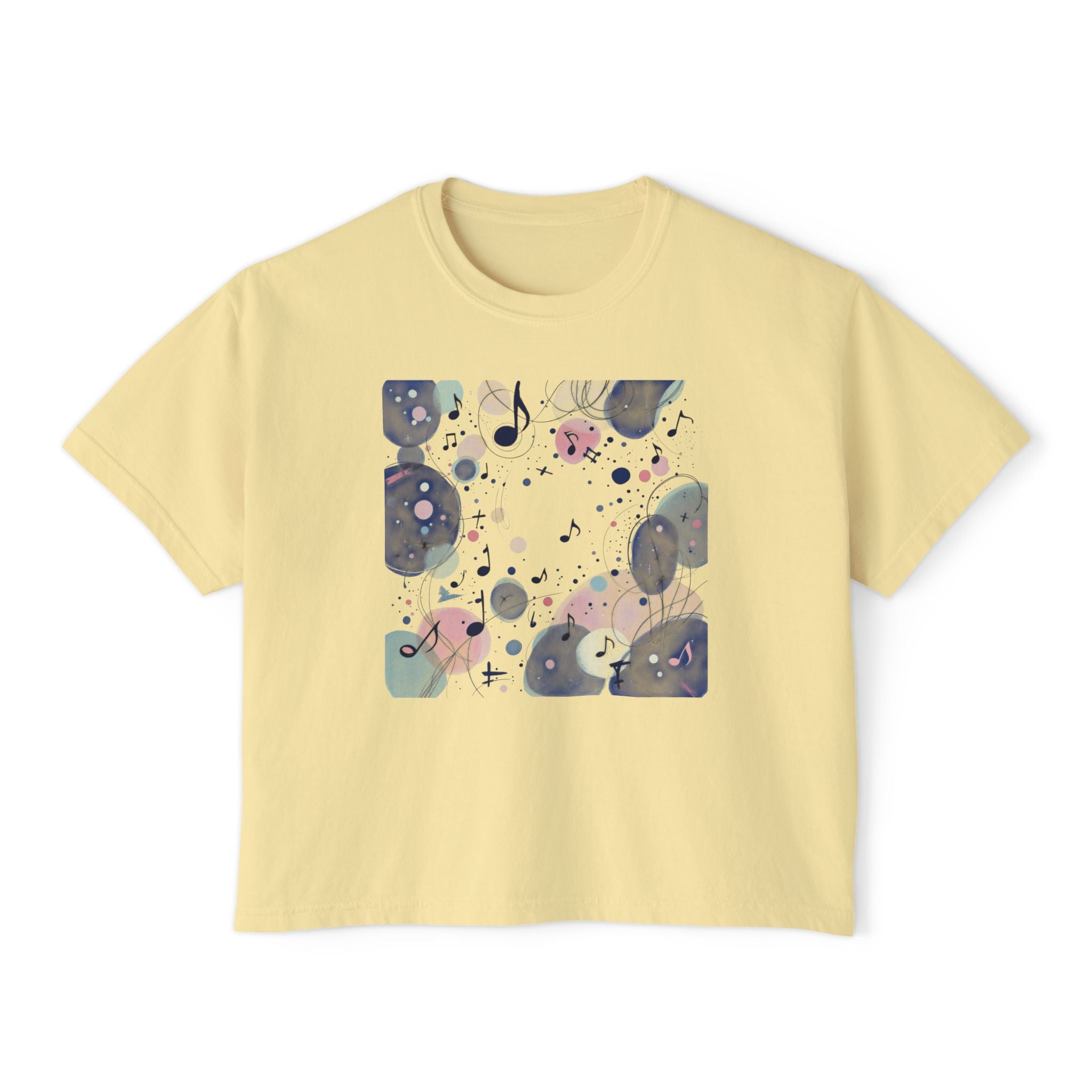 Abstract Watercolor Music Notes Boxy Tee