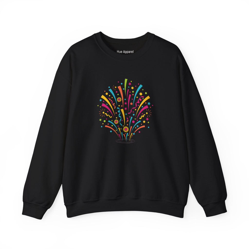 Confetti Fireworks Sweatshirt — Celebration Party Graphic