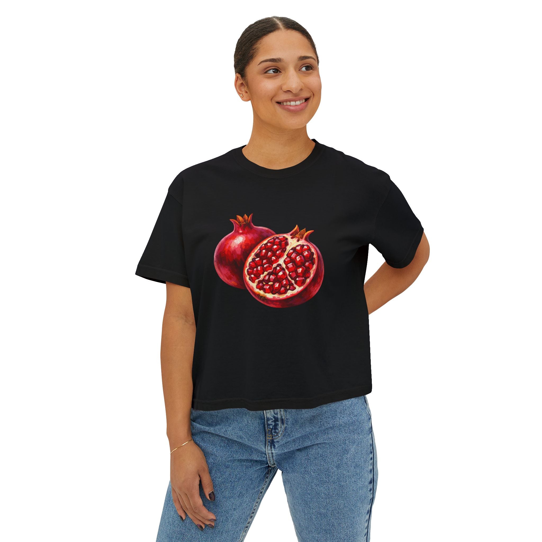 Pomegranate Watercolor Women's Boxy Tee