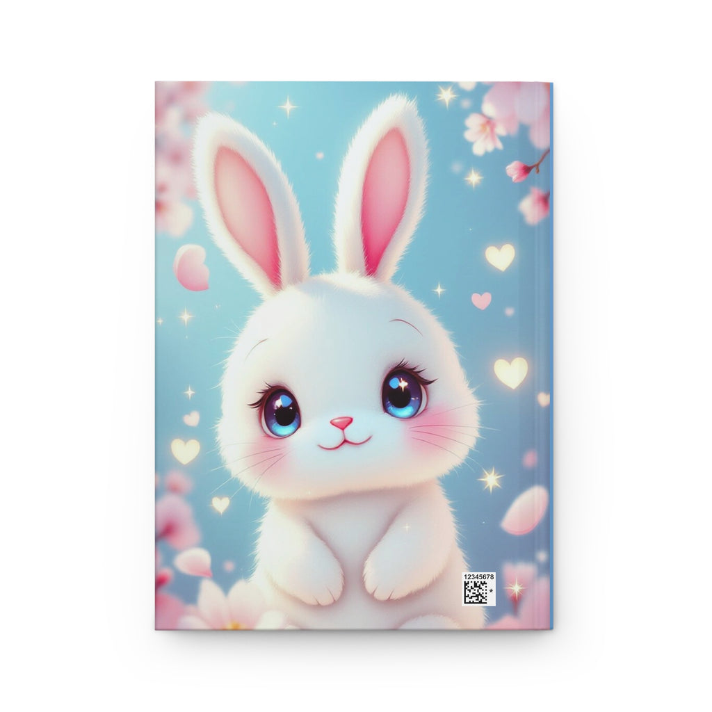 White Baby Rabbit Hardcover Journal — Matte Soft-Covered Notebook for Notes & Journaling