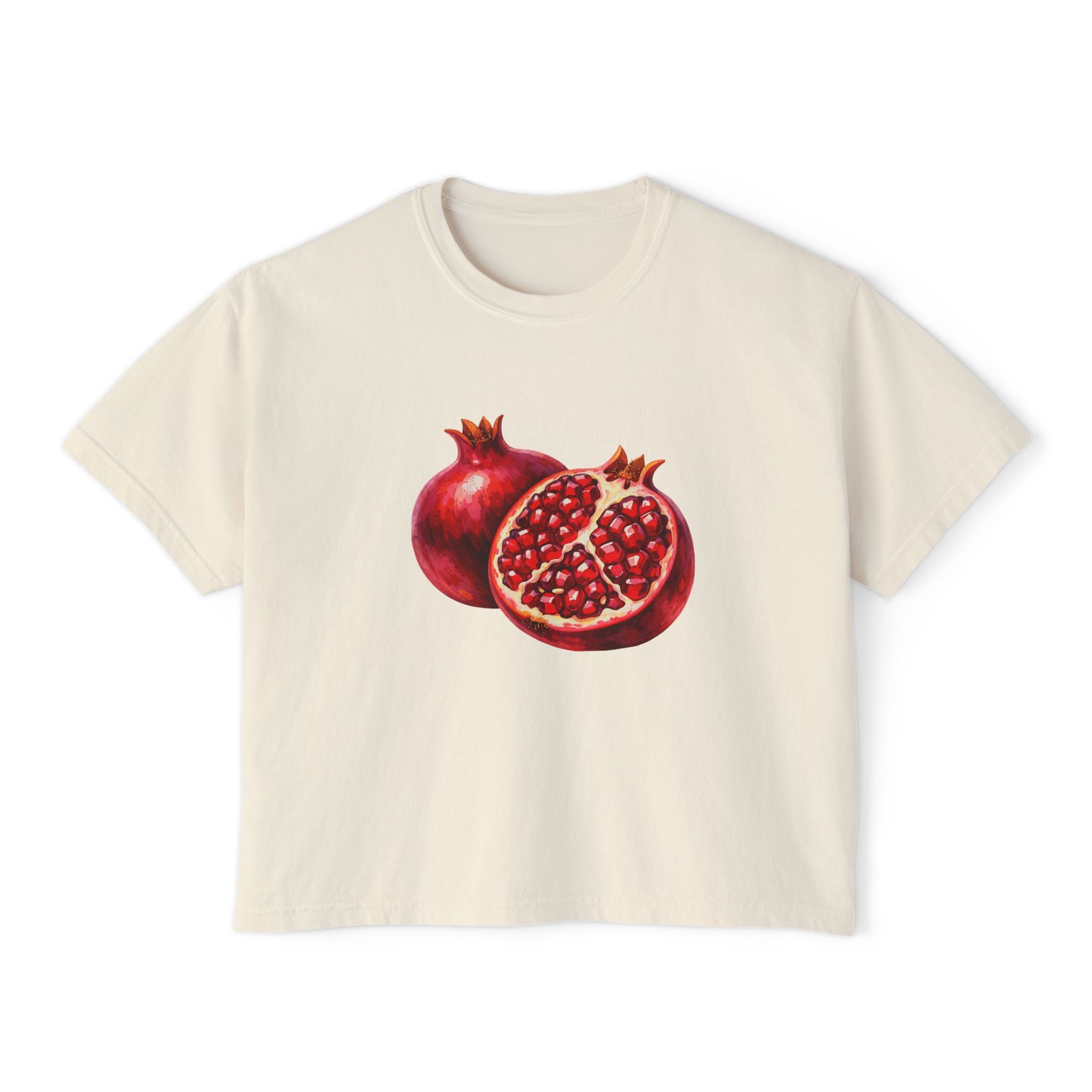 Pomegranate Watercolor Women's Boxy Tee