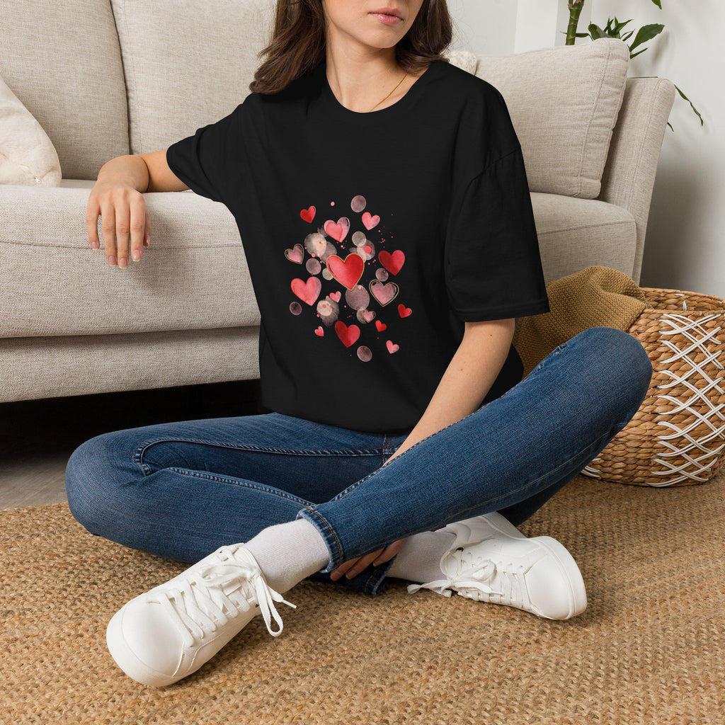 Heart Watercolor T-Shirt — Romantic Red Hearts Valentine Tee