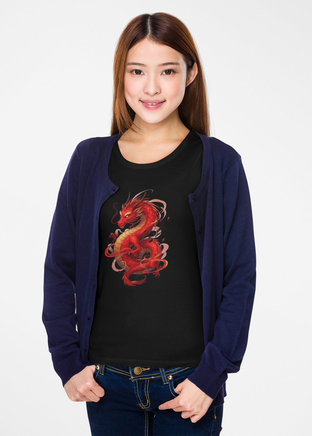 Red Dragon Abstract T-Shirt — Bold Eastern Mythical Design