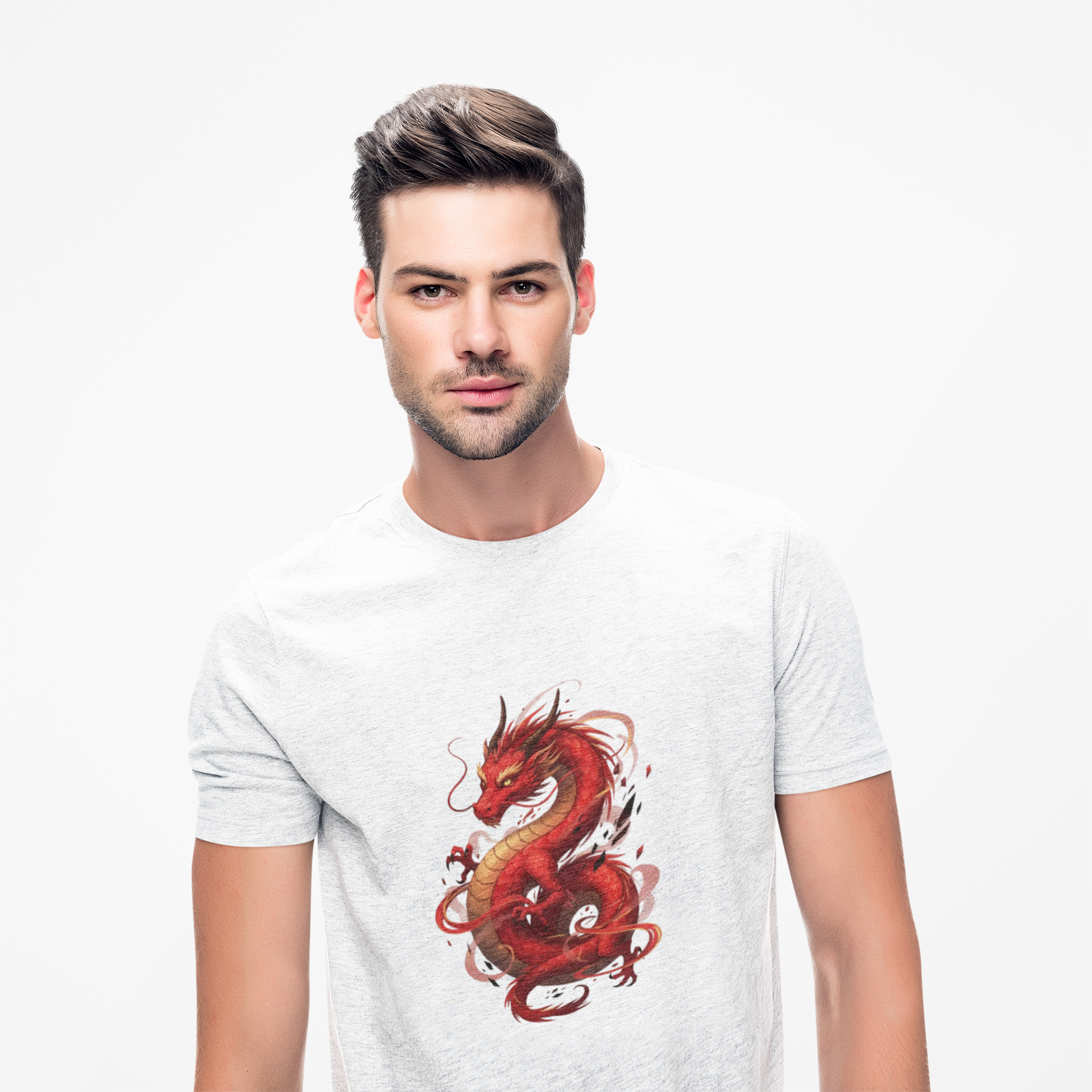 Red Dragon Abstract T-Shirt — Bold Eastern Mythical Design