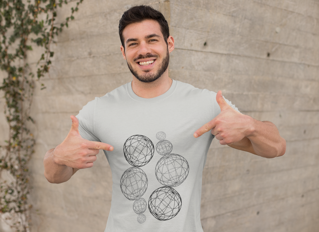 Geometric Wireframe Spheres Tee — Minimalist Abstract Orb T-Shirt