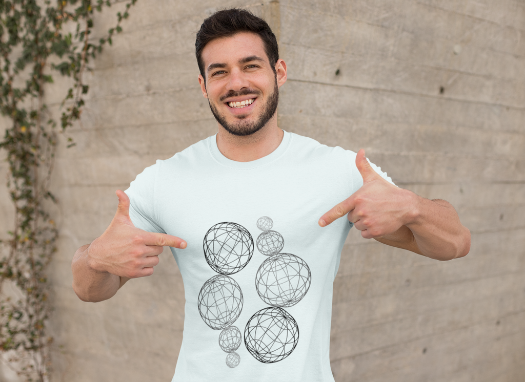 Geometric Wireframe Spheres Tee — Minimalist Abstract Orb T-Shirt