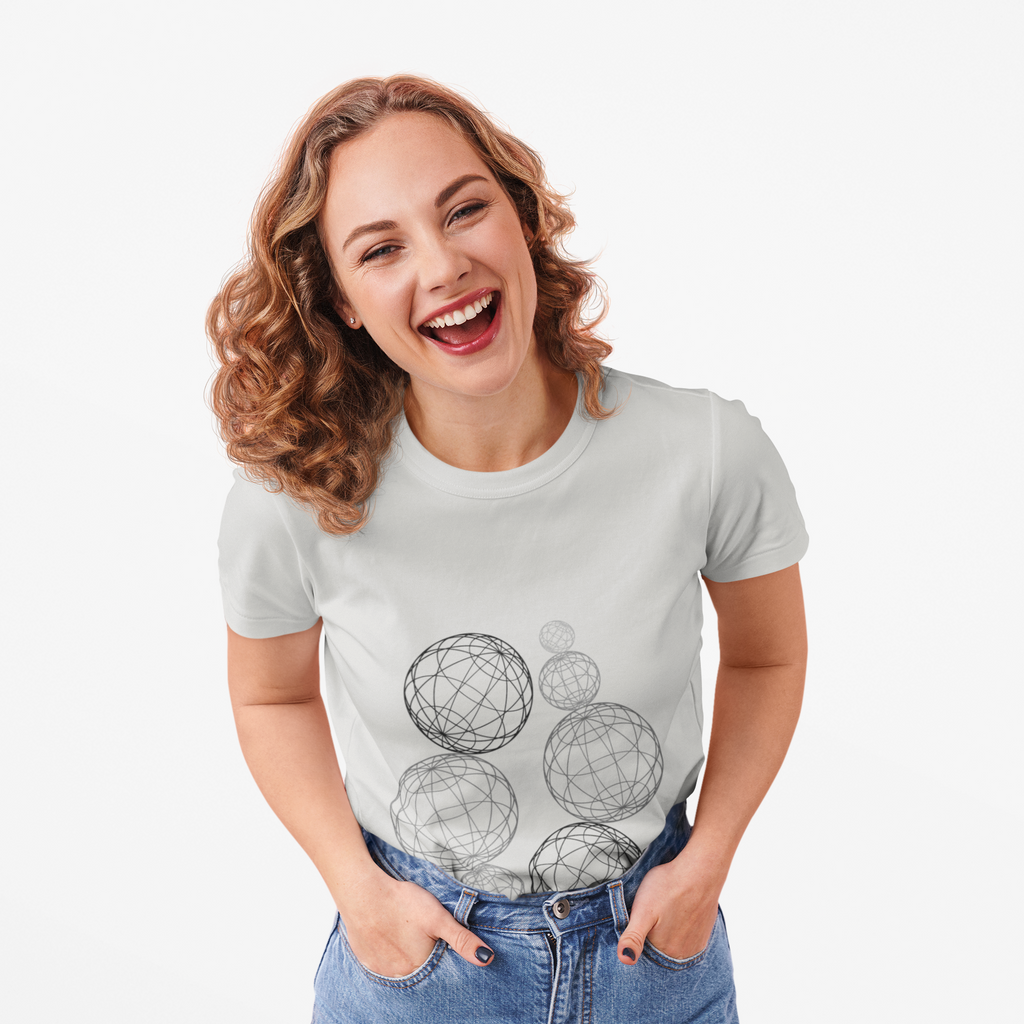 Geometric Wireframe Spheres Tee — Minimalist Abstract Orb T-Shirt