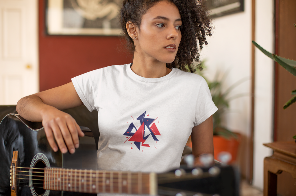 Red & Blue Geometric Tee — Modern Minimalist T-Shirt Unisex