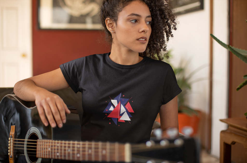 Red & Blue Geometric Tee — Modern Minimalist T-Shirt Unisex