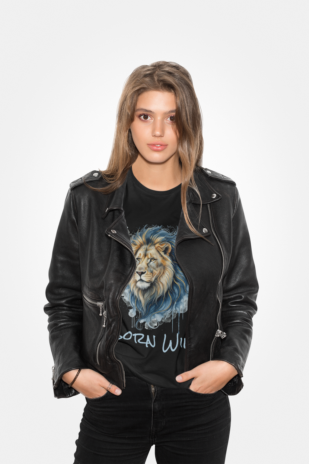 Blue Watercolor Lion T-Shirt — Smoky Wildlife Art Tee