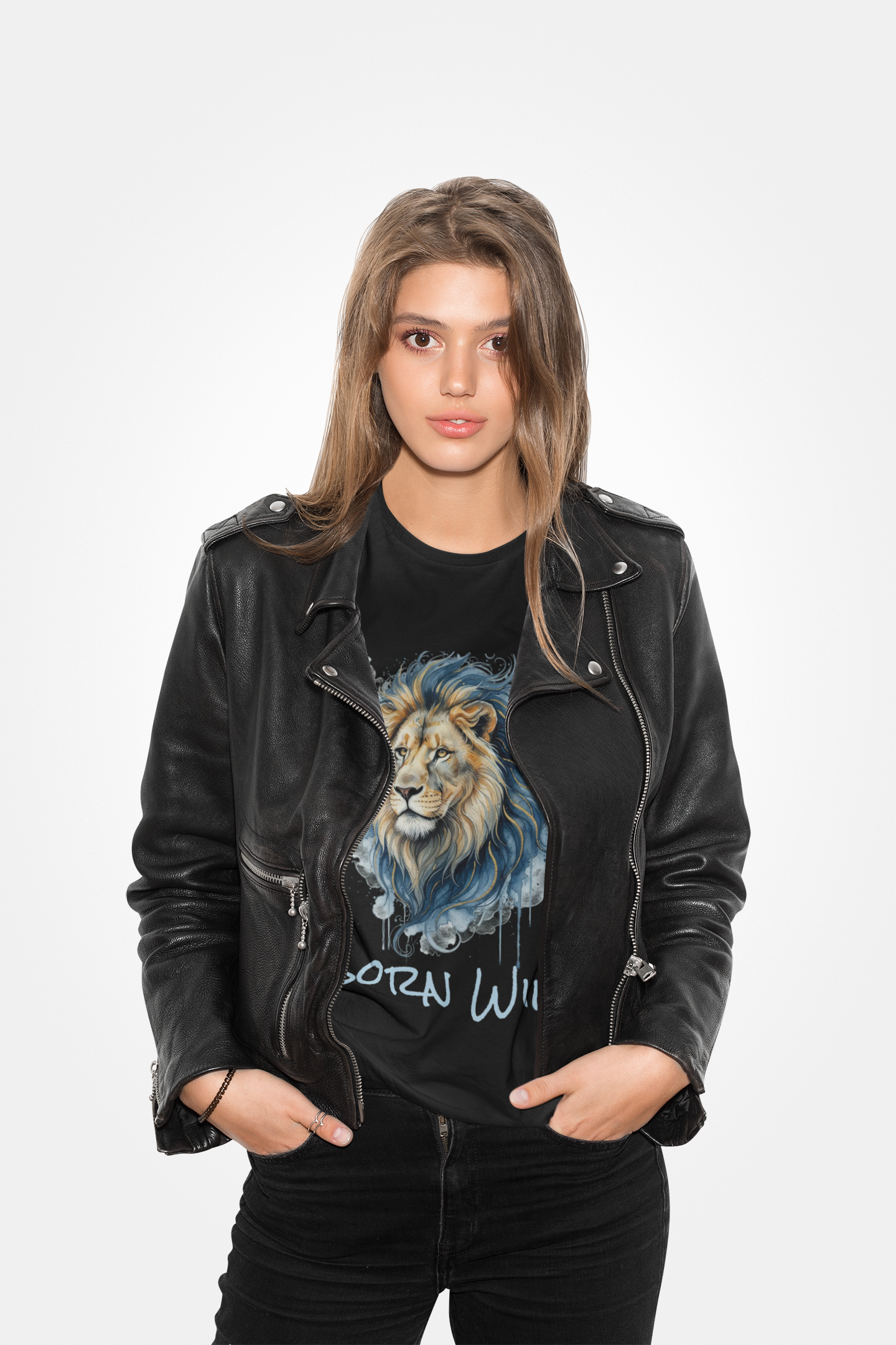 Blue Watercolor Lion T-Shirt — Smoky Wildlife Art Tee