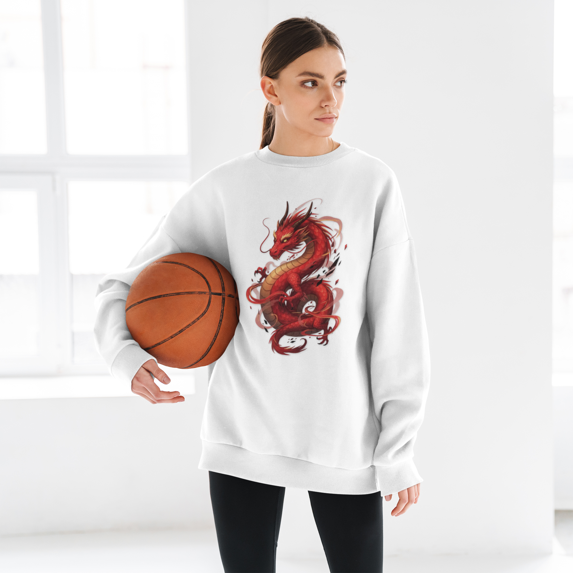Red Dragon Crewneck Sweatshirt — Mythic Red Dragon Graphic