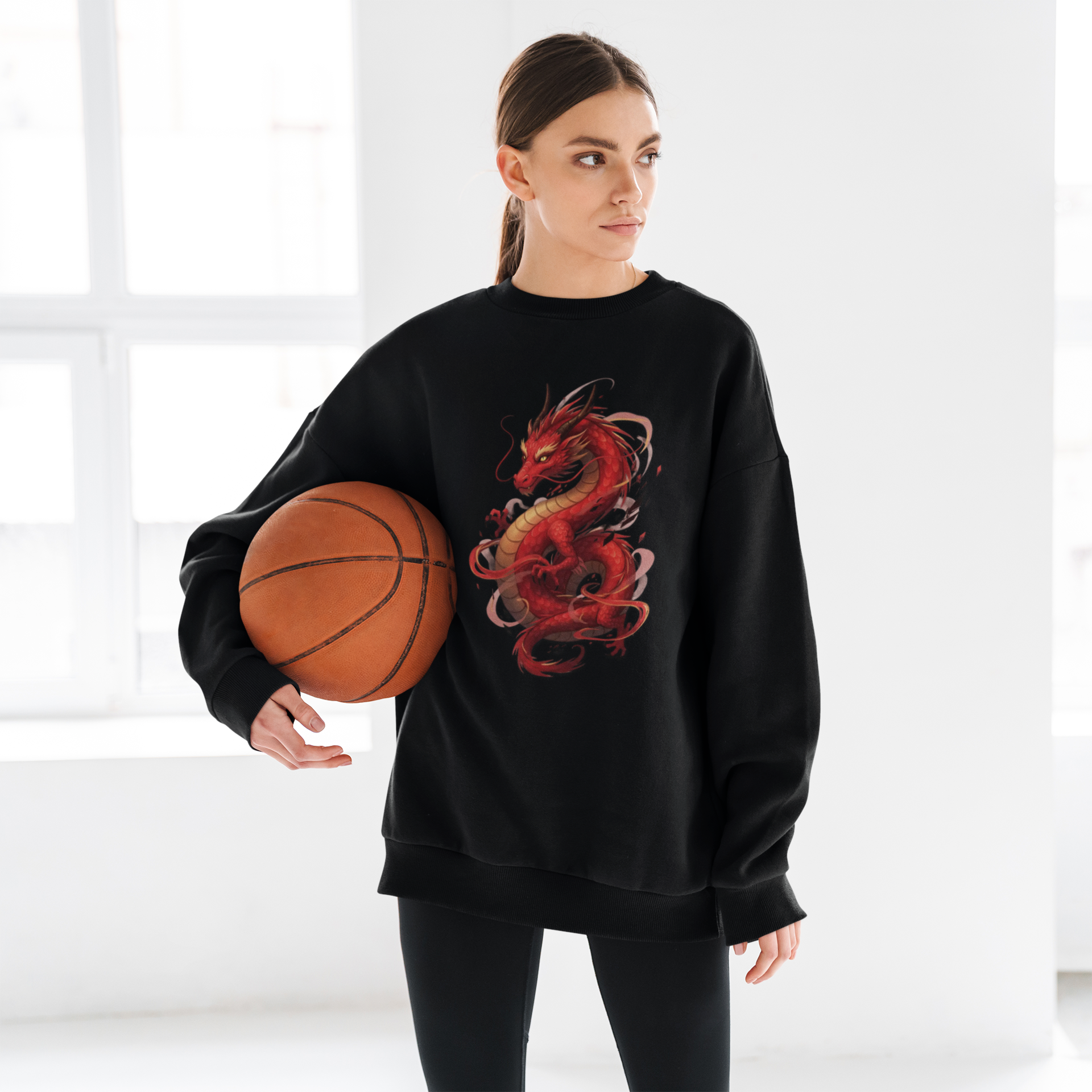 Red Dragon Crewneck Sweatshirt — Mythic Red Dragon Graphic