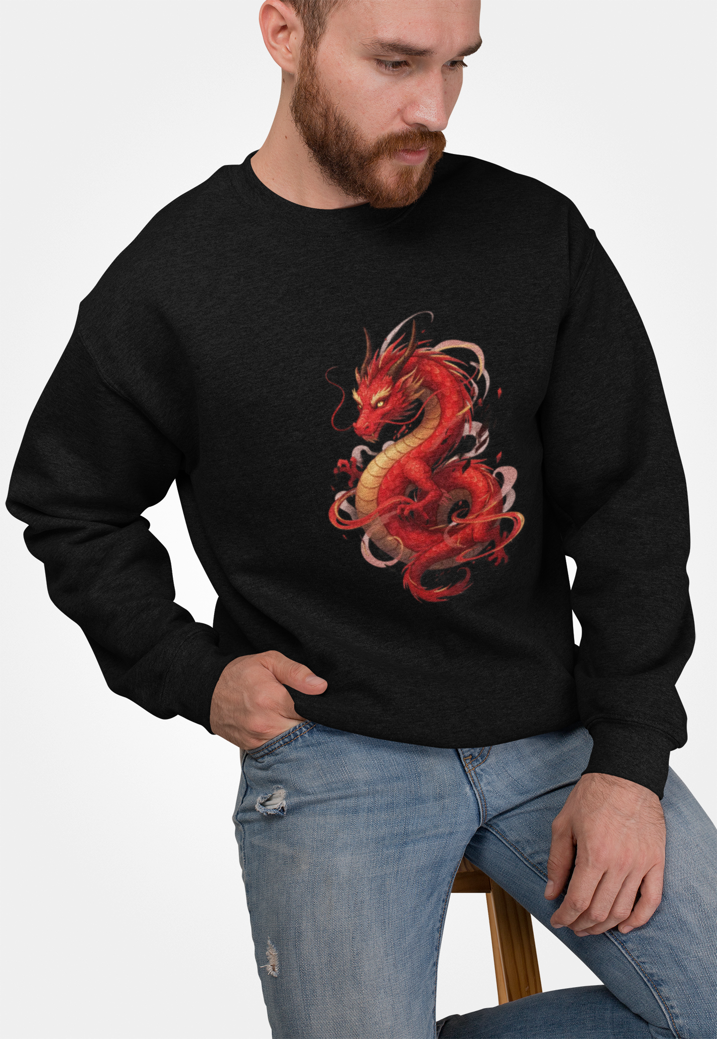 Red Dragon Crewneck Sweatshirt — Mythic Red Dragon Graphic