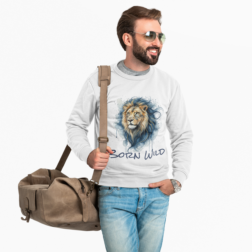 Watercolor Lion Crewneck Sweatshirt — Majestic Lion Design