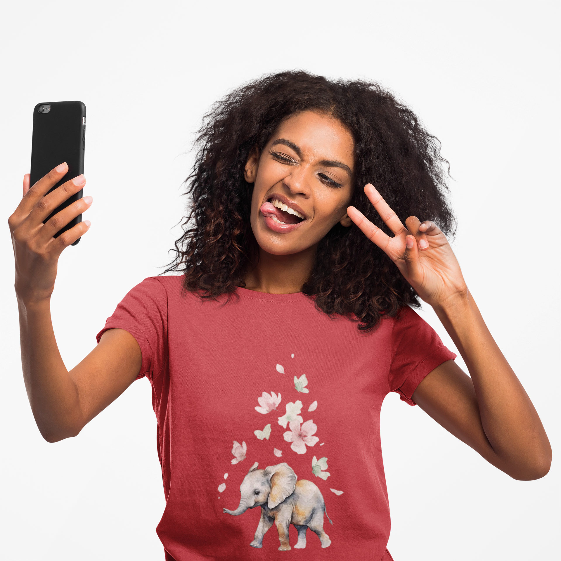 Elephant Falling Flowers Women's T-Shirt — Floral Wildlife Graphic Tee