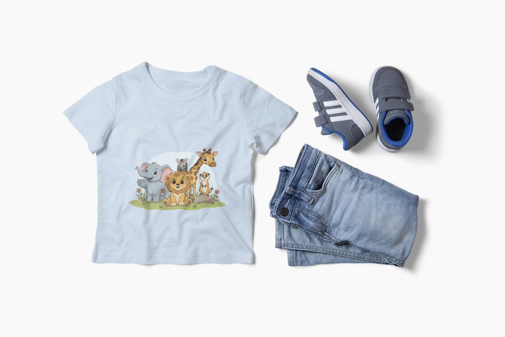Safari Animals Kids Tee — Cute Jungle Animal Graphic T-Shirt for Children