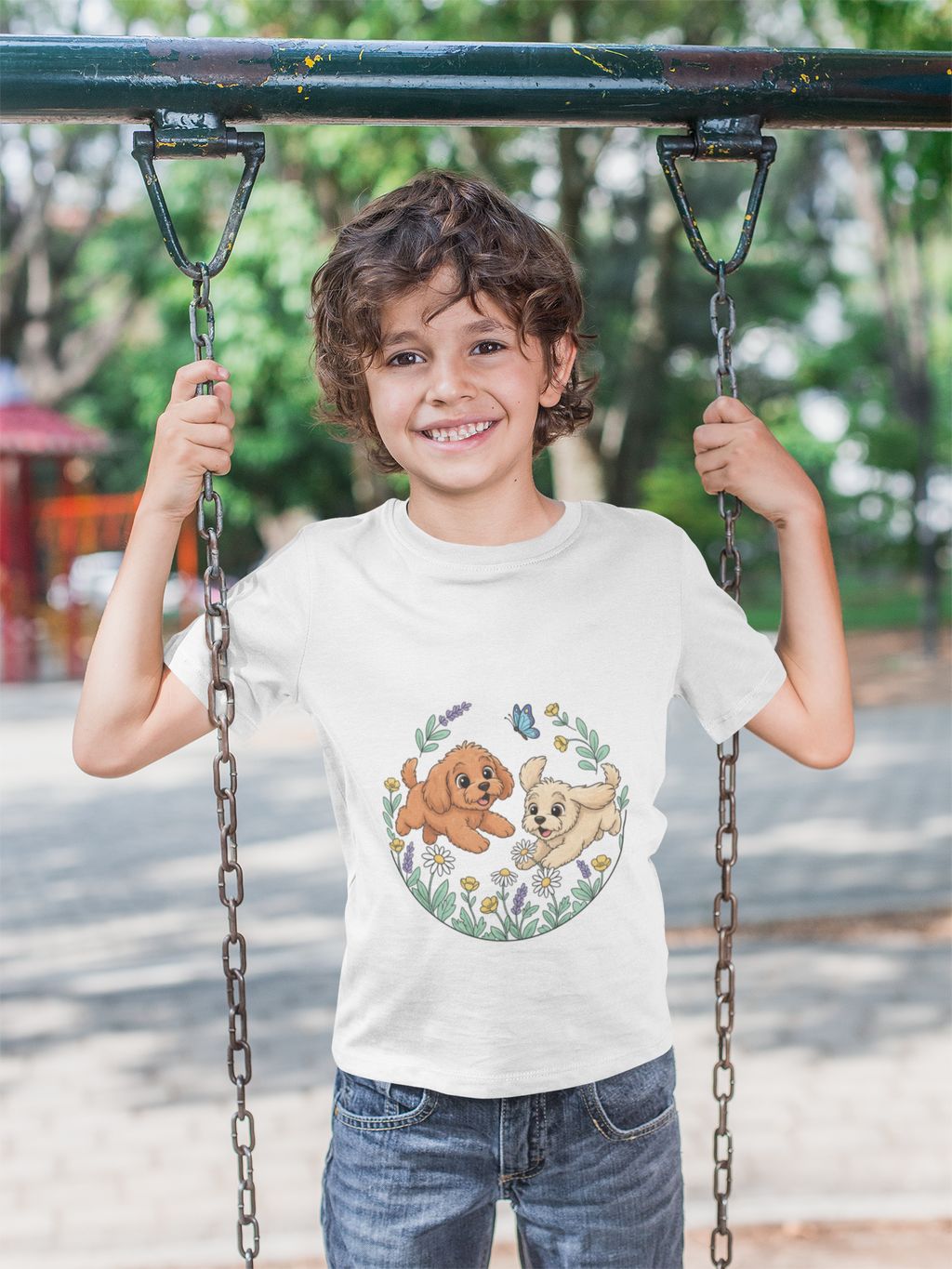 Kids Dog Playtime T-Shirt — Dogs Playing Graphic Tee