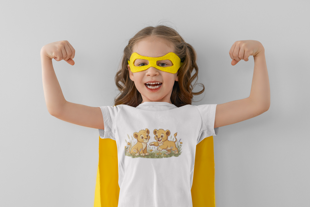 Lion Cubs Playing Kids Tee — Cute Animal Shirt for Children
