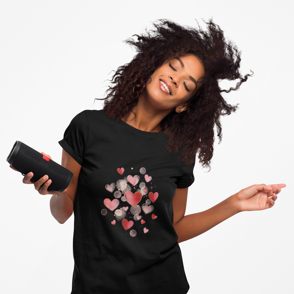 Pink Watercolor Love Hearts Women's Tee